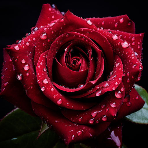 Water droplets on a red rose flower