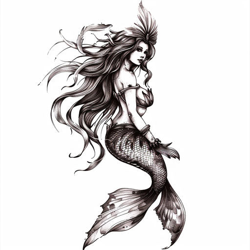 Mythical siren mermaid tattoo capturing allure and danger in detailed artwork