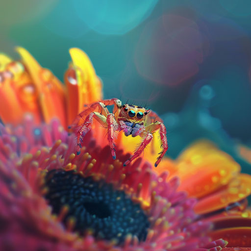 Cute spider on a vibrant flower
