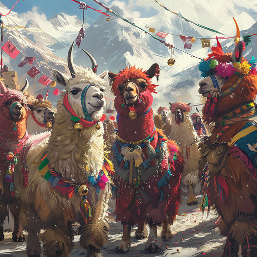 Festive alpacas at traditional festival