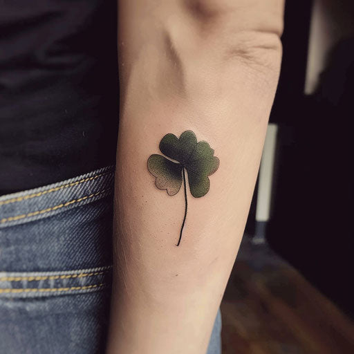 Minimalistic sketch of a black clover with a delicate gradient from green to black