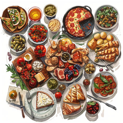 Photo realistic potluck clipart on flat white background