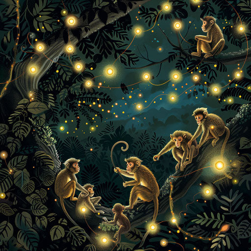 Nighttime treasure hunt with monkeys and fireflies