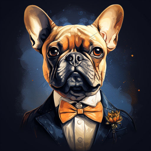 French bulldog in tie with black bow, elegant style