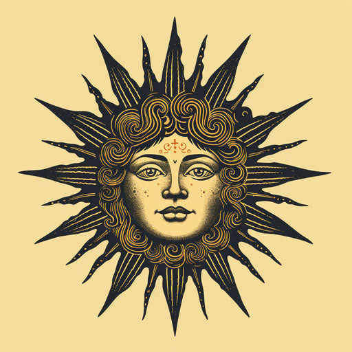 Vector graphic illustration of sun head