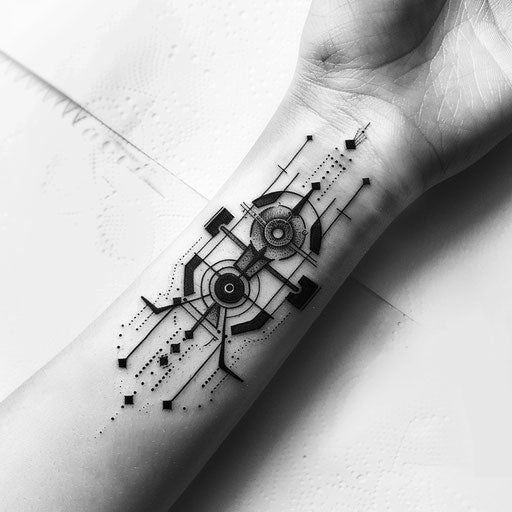 Dynamic sketch of a wrist band with an abstract geometric design