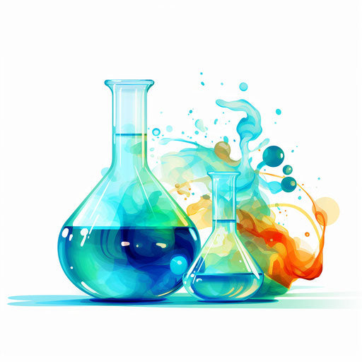 Impressionistic chemistry art on white background