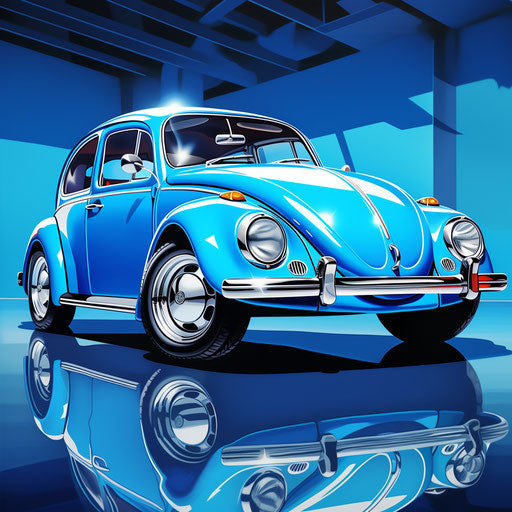 Vibrant blue classic car