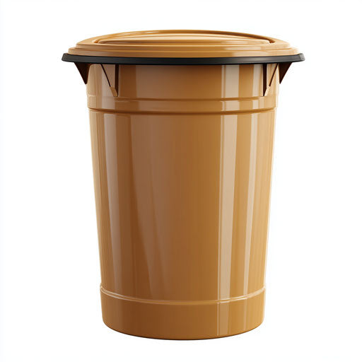 3D trash can on flat white background