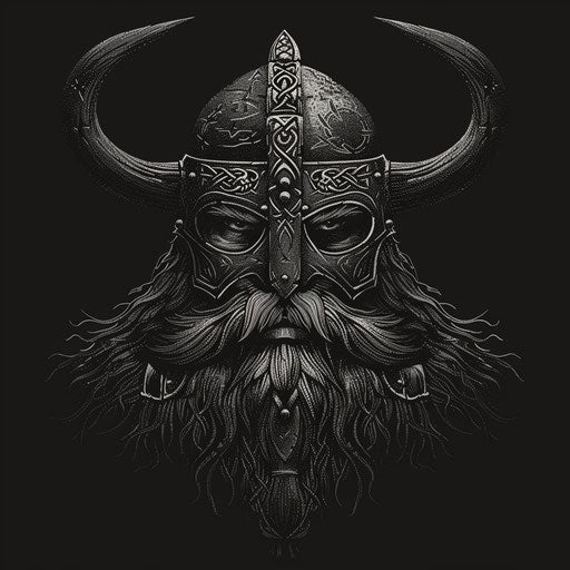 Realistic Viking clipart on dark charcoal background with dramatic contrast