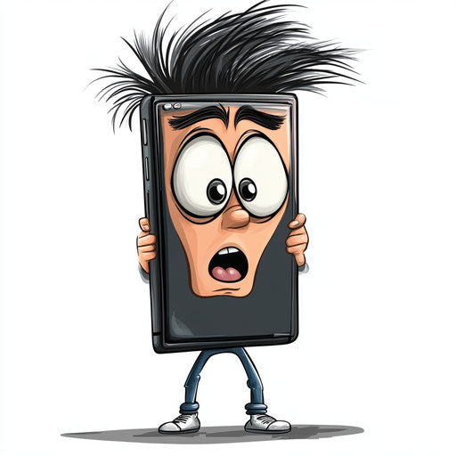 Humorous caricature of a smartphone caricature clipart with human characteristics