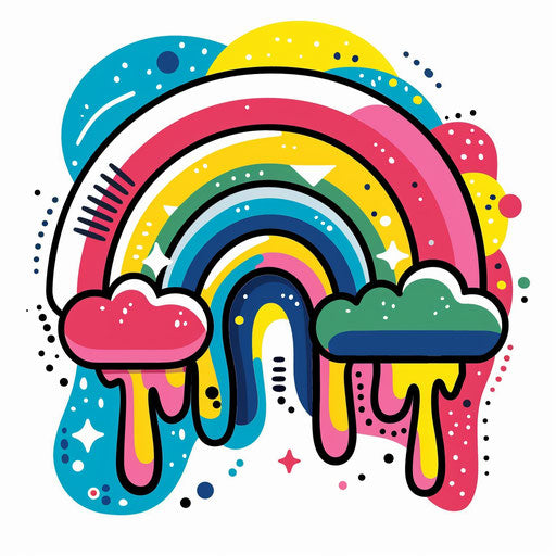 Cheeky cartoonish rainbow tattoo sketch