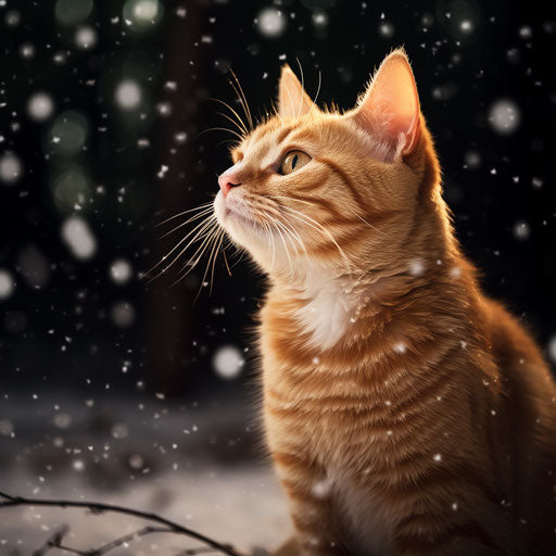 Orange cat in a snowy field