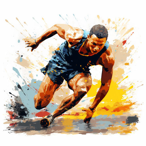 Track and field illustration in the style of oil painting