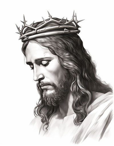 Drawing of Jesus' head with crown of thorns