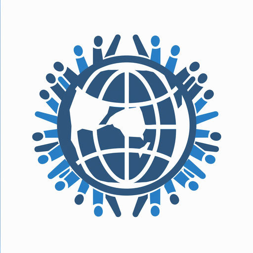 Interconnected human figures circle the globe