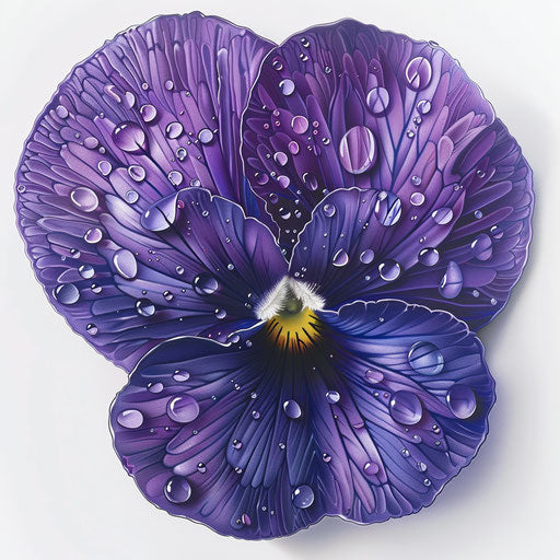 Violet flower tattoo with dew drops on petals
