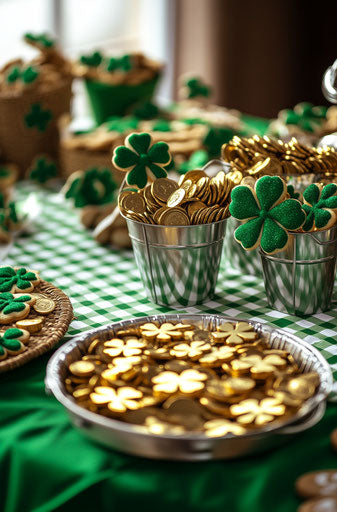 St. Patrick's Day themed party with green and white decor