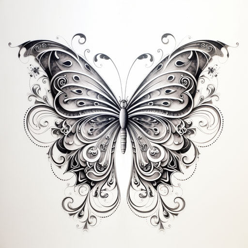 Butterfly tattoo designs in engraving style