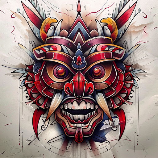 Neo-traditional tattoo sketch of a moko design