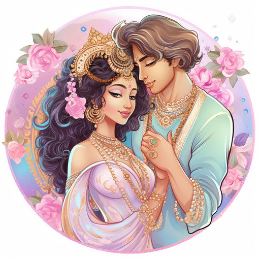 Hindu wedding clipart in the style of Pastel Colors Art, on a white background