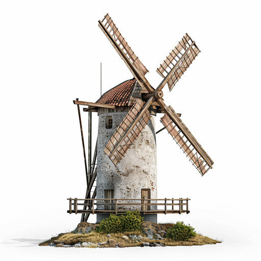Realistic windmill clipart on white background