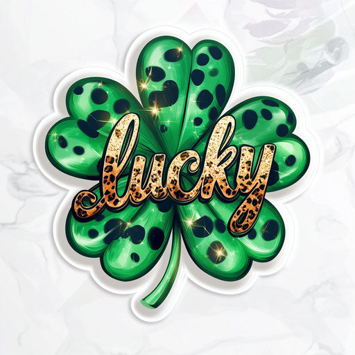 Emerald green clover with leopard print and glitter