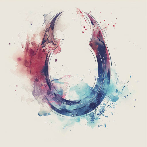 Gentle watercolor smudges on horseshoe tattoo sketch