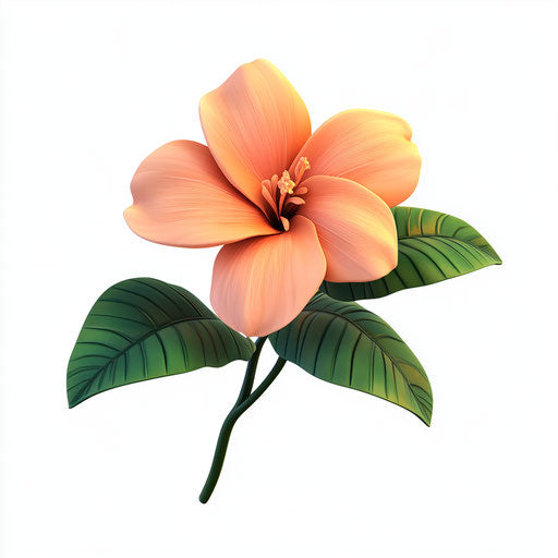 3D cartoon flower in realistic style, flat white background