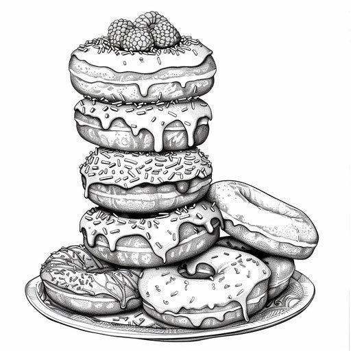 A stack of donuts with various toppings
