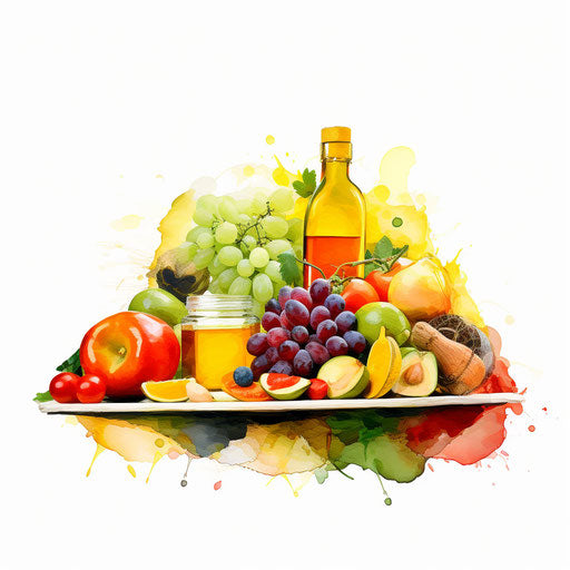 Nutrition clipart in the style of Impressionistic Art, on white background
