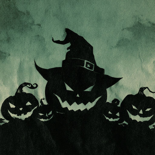 Black Silhouettes of Halloween Pumpkins