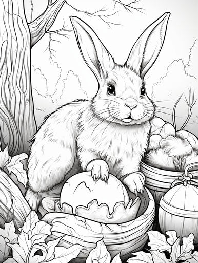 Easter bunny coloring pages, comic art style