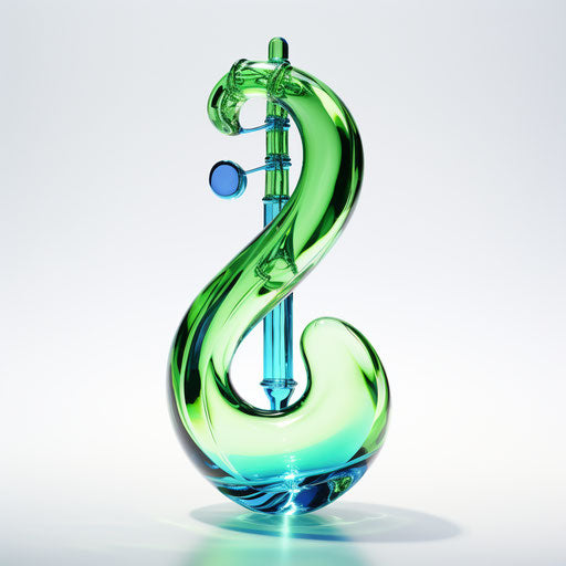 Music note in green and blue glass