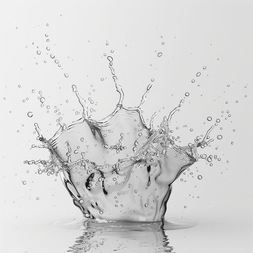 Realistic water splash on flat white background
