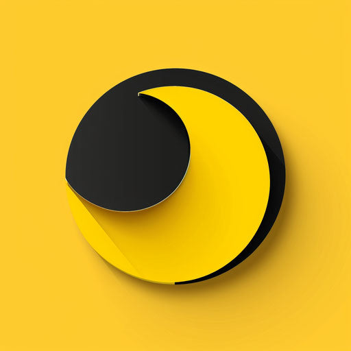 Trendy round logo with modern sans-serif fonts and vibrant yellow background