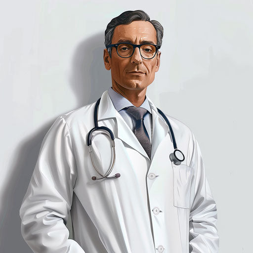 Realistic doctor clipart on flat white background