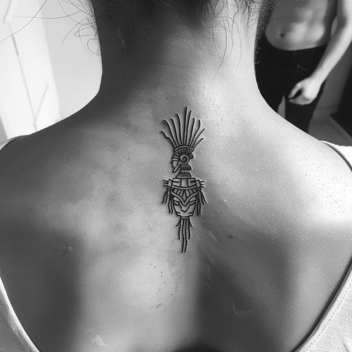 Minimalist Aztec warrior silhouette tattoo