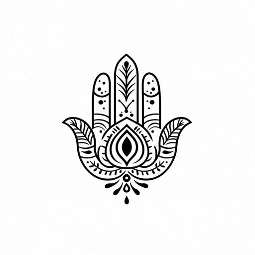 Minimalist clipart style hamsa hand tattoo