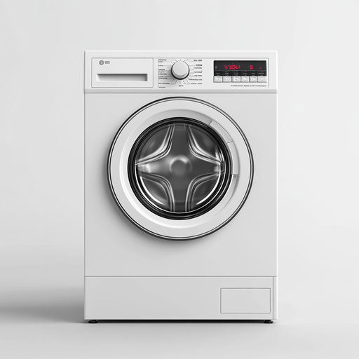3D washing machine on flat white background, isolated clipart