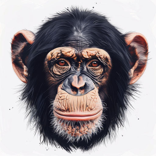 Realistic monkey illustration on flat white background