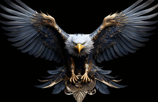 Eagle Tattoo Metal Dimensional Illusion 17:11 Beige and Navy