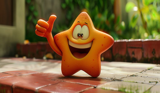 Cartoon star with a thumbs up