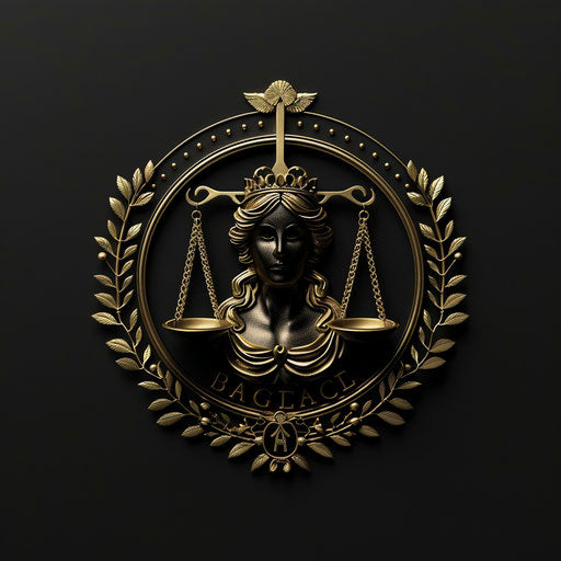Luxury lawyer logo with gold detailing on black background