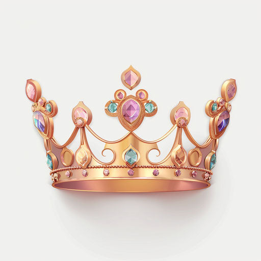 Realistic queen crown on flat white background with dynamic shadows and vibrant highlights