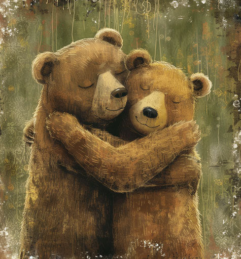 Two bears hugging with the words have you been hugged today?