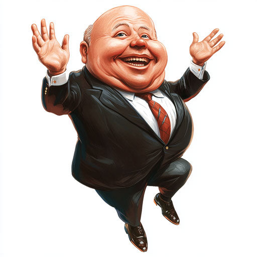Humorous caricature of a Nikita Khrushchev caricature with human characteristics