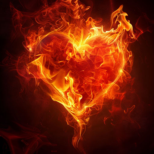 Red flame heart fire, where humor meets sensitivity