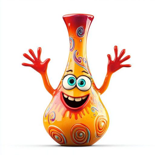 Humorous caricature of a vase with human characteristics