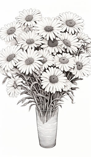 A bouquet of April daisy flowers with the words April daisy